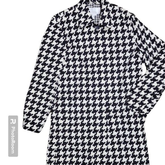 Diane's Essentials Houndstooth Button Front Trench Coat - S - Picture 1 of 9